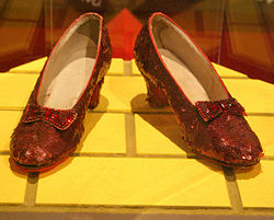Dorothy's iconic red shoes from "The Wizard of Oz"
